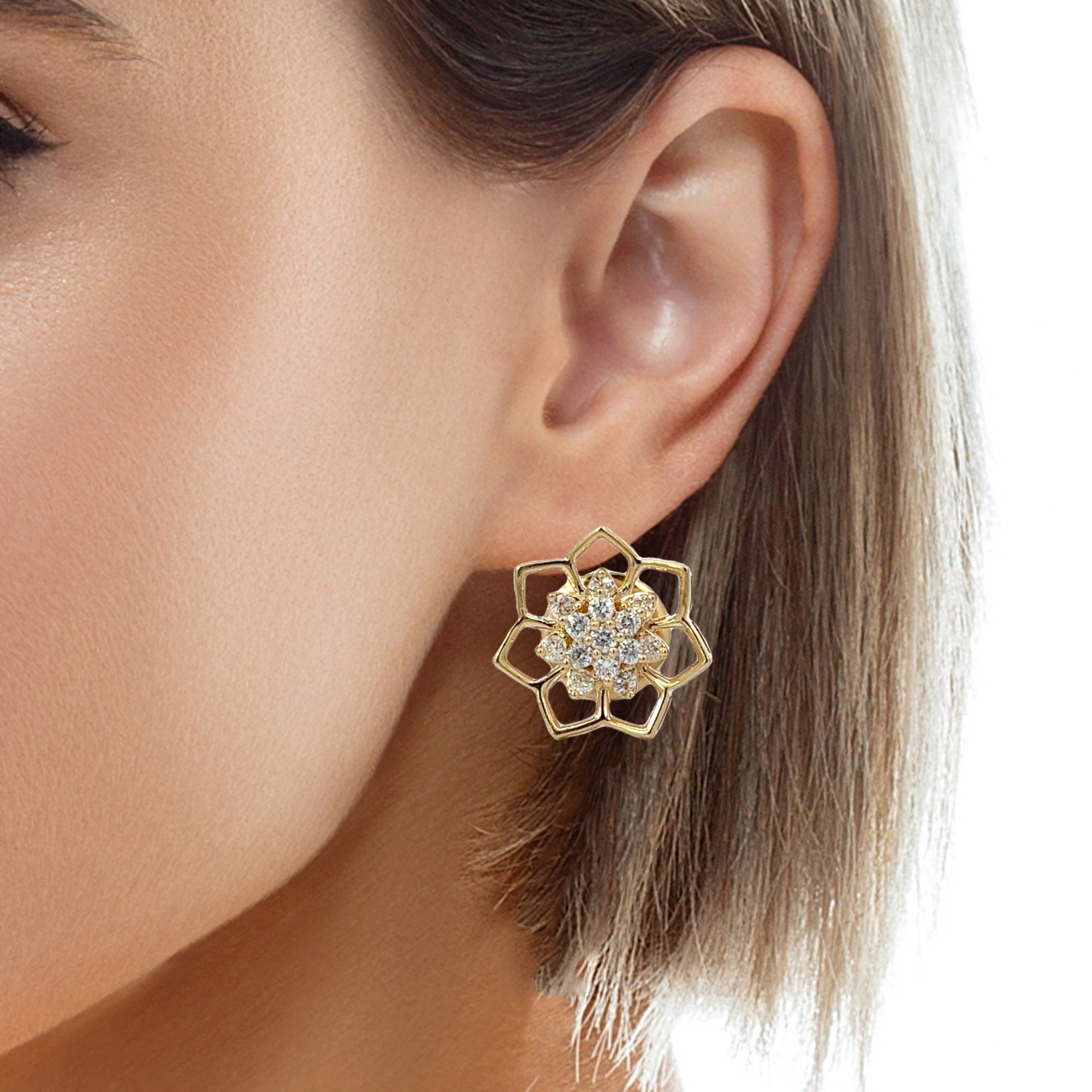Diamond earrings and elongated diamond hoops